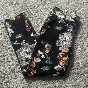 Black Floral Print Skinny Pants